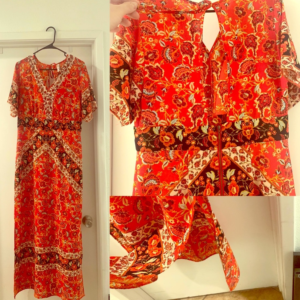 Bohemian print low back summer dress